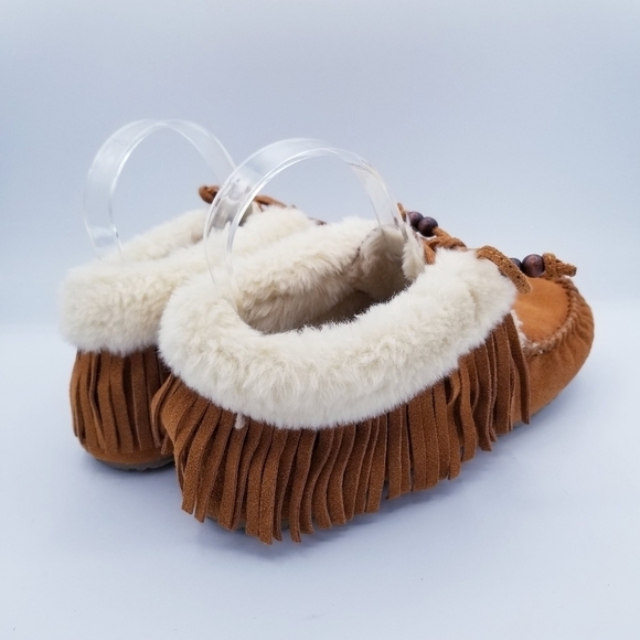 Minnetonka Leather Suede Fringe Ankle Moccasins size 6 - Picture 7 of 12